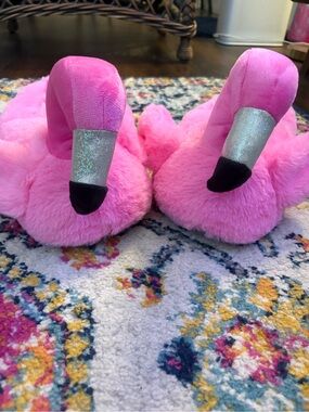 Pink Flamingo Plush Slippers